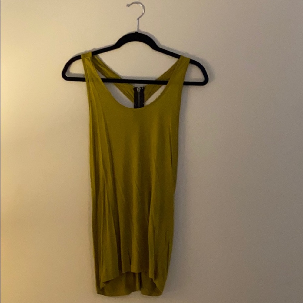 Green & black zip tank top